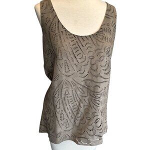 Ecru Suede Leather Cutout Tank Top
